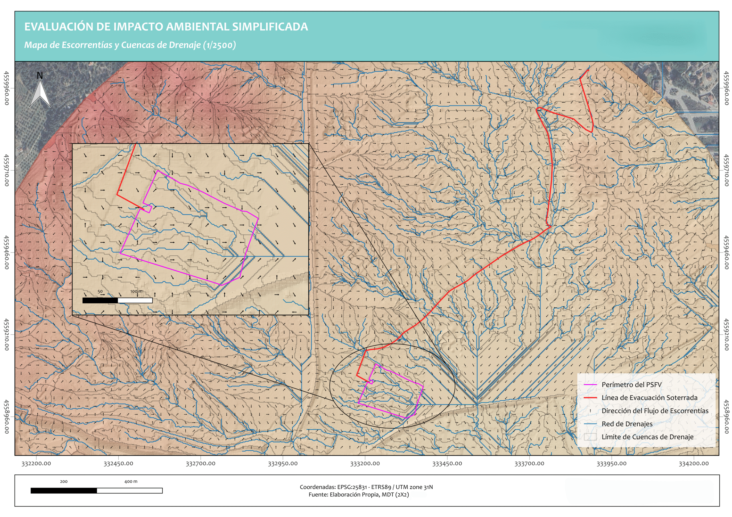 mapa de escorrentías y cuencas
